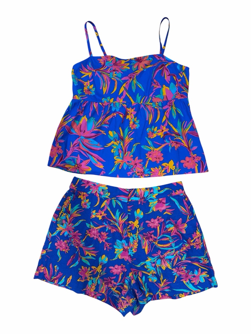 J. Crew Women Blue Floral Two-Piece Shorts Set